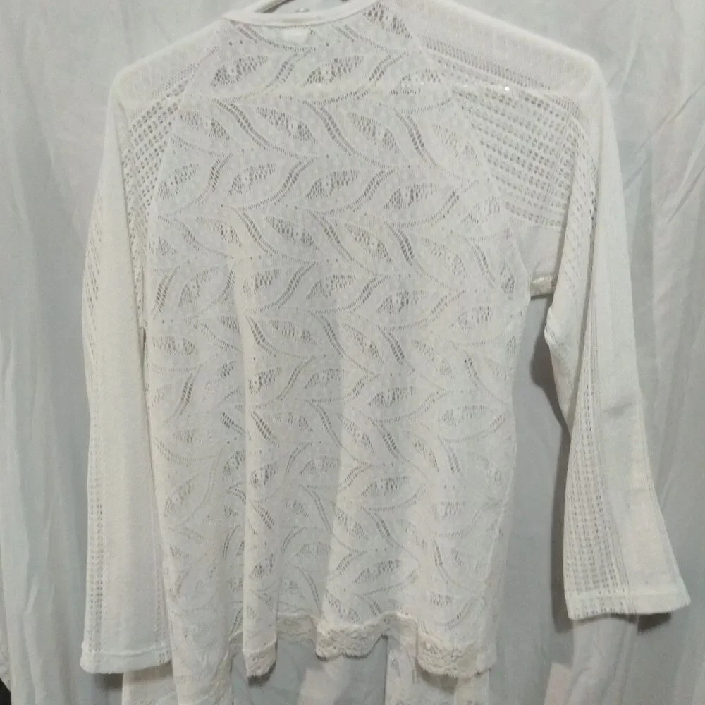 Cactus Size S Crochet White Cardigan With Lace. - Picture 8 of 12